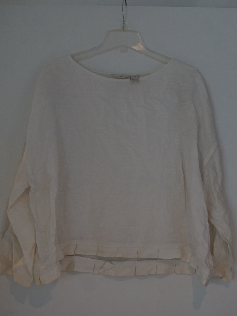 J. Jill Cream Linen Pleated-Hem Tunic
